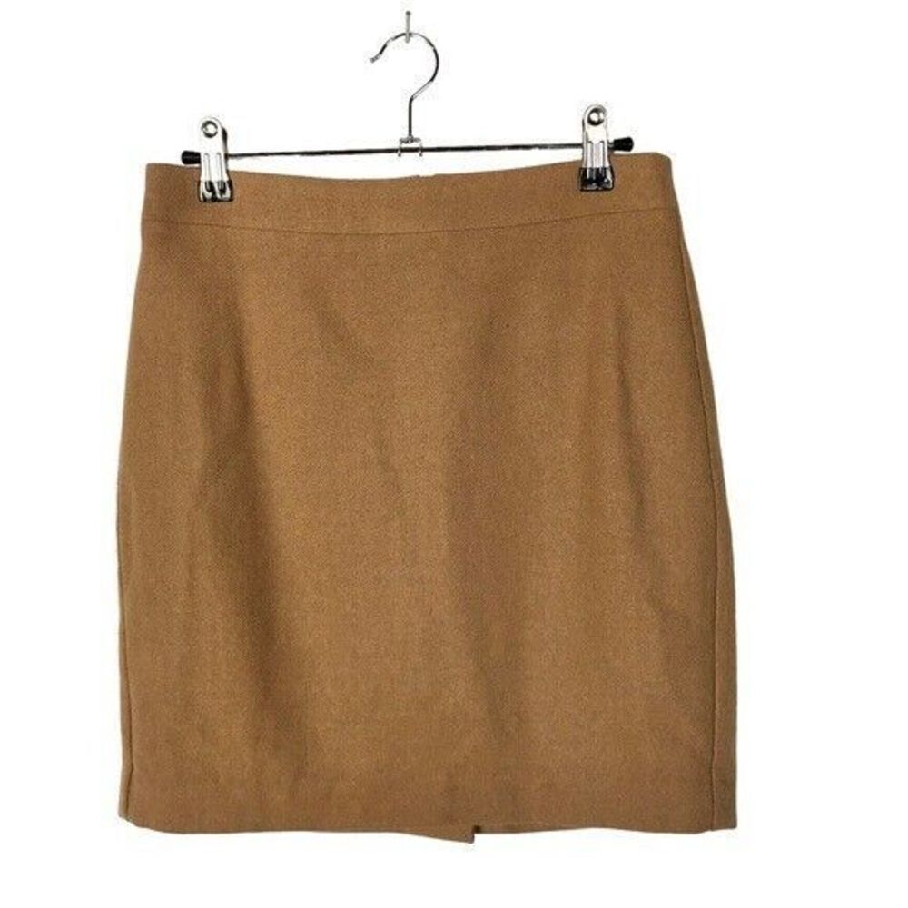 J. Crew Petite The Pencil Skirt Camel Brown Wool Skirt 4P